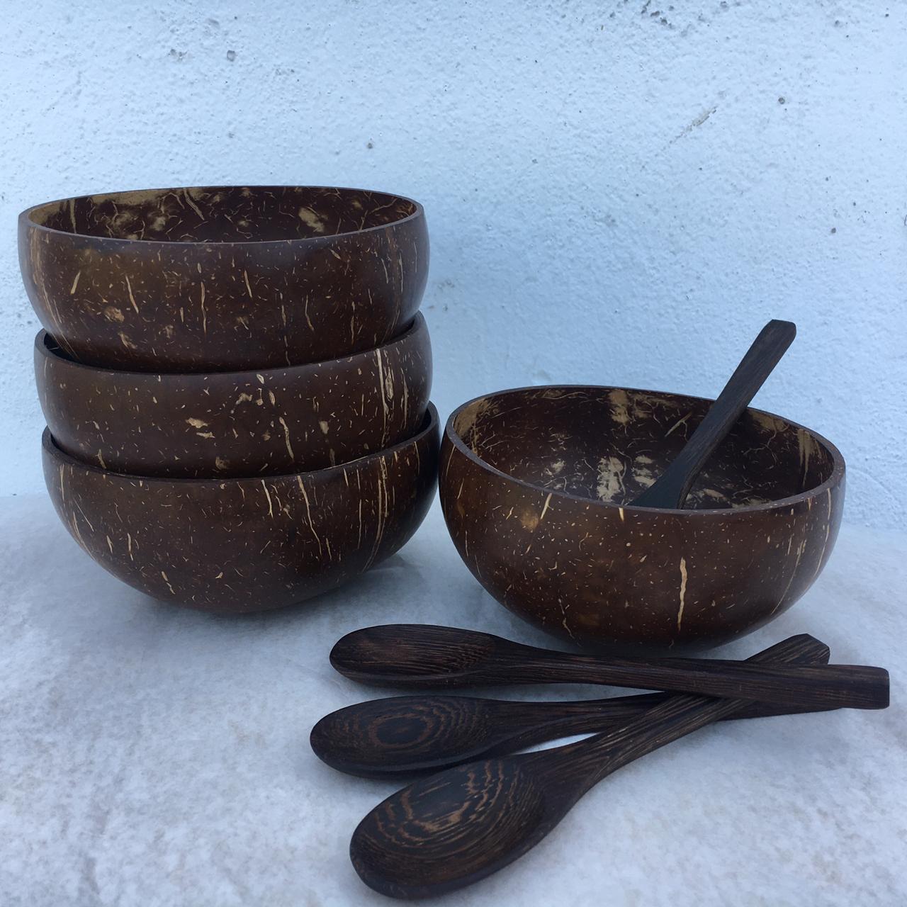 Natural coconut bowl set with buddha spoon